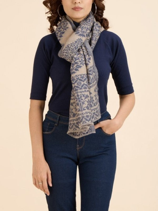Beige Blue Floral